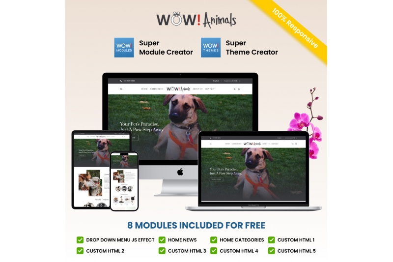 Prestashop Theme Animal Animals cat dog rabbit rodent reptile fish ferret birds