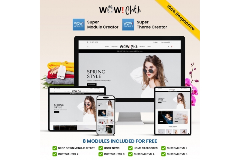 Tema de Prestashop: Ropa de moda, bikini, chaqueta, blusa, chaleco, abrigo, vestido, chaqueta.