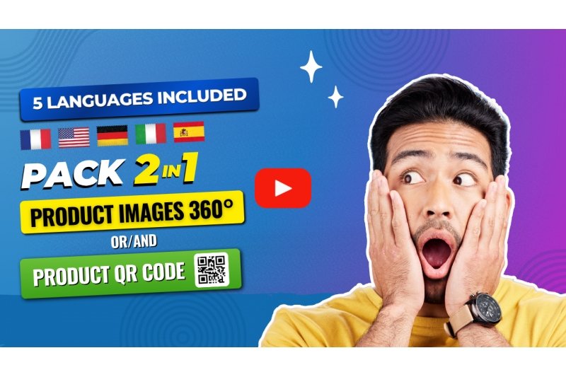 Prestashop-Modul: pack Qr Code + Bild-Produkt-Drehung (360°) mit Zoomfunktion