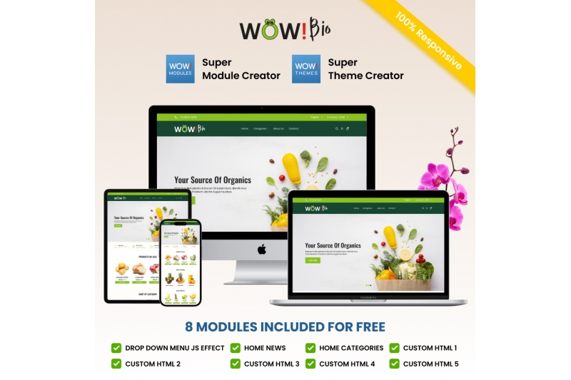 39€ más barato y mejor! Tema de Prestashop: Alimentos orgánicos, naturales, a granel, frutas, verduras